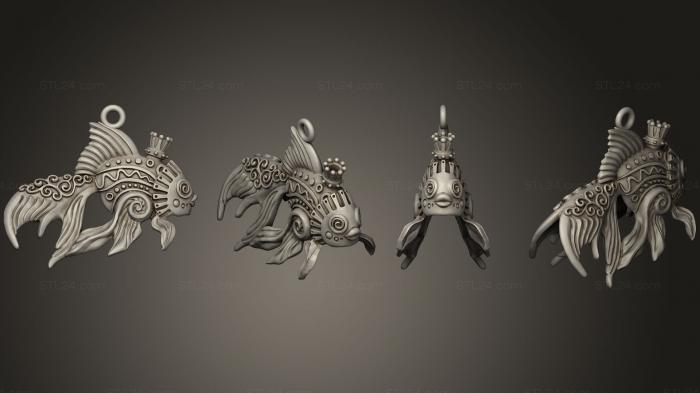 Статуэтки животных (Золотая рыбка, STKJ_1033) 3D модель для ЧПУ станка